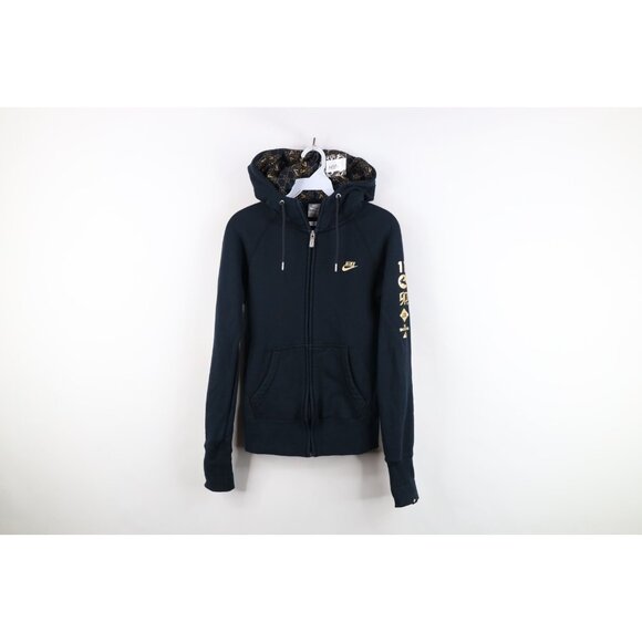 Vtg Y2K Nike Sportswear Womens L JDI Year of the Rabbit Full Zip Hoodie Black - Picture 1 of 16